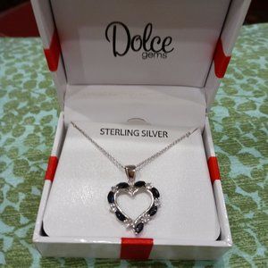 Dolce Gems NWT 3.75 carats of white and blue sapphire heart